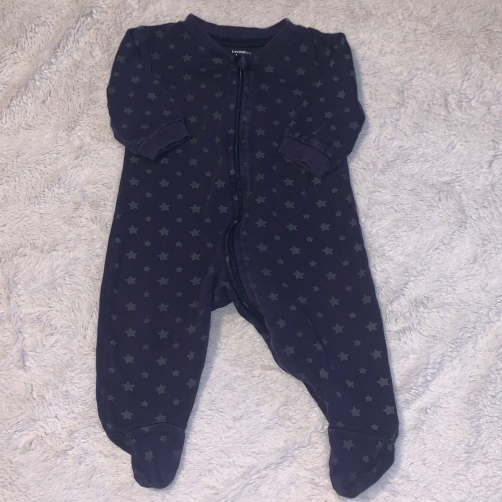 (2 for $10) George 0-3 month blue navy star zip up footie/ sleeper